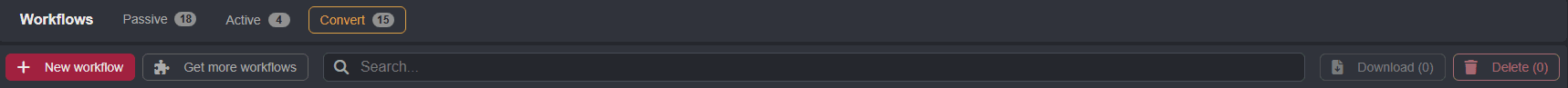Creating a new convert workflow.